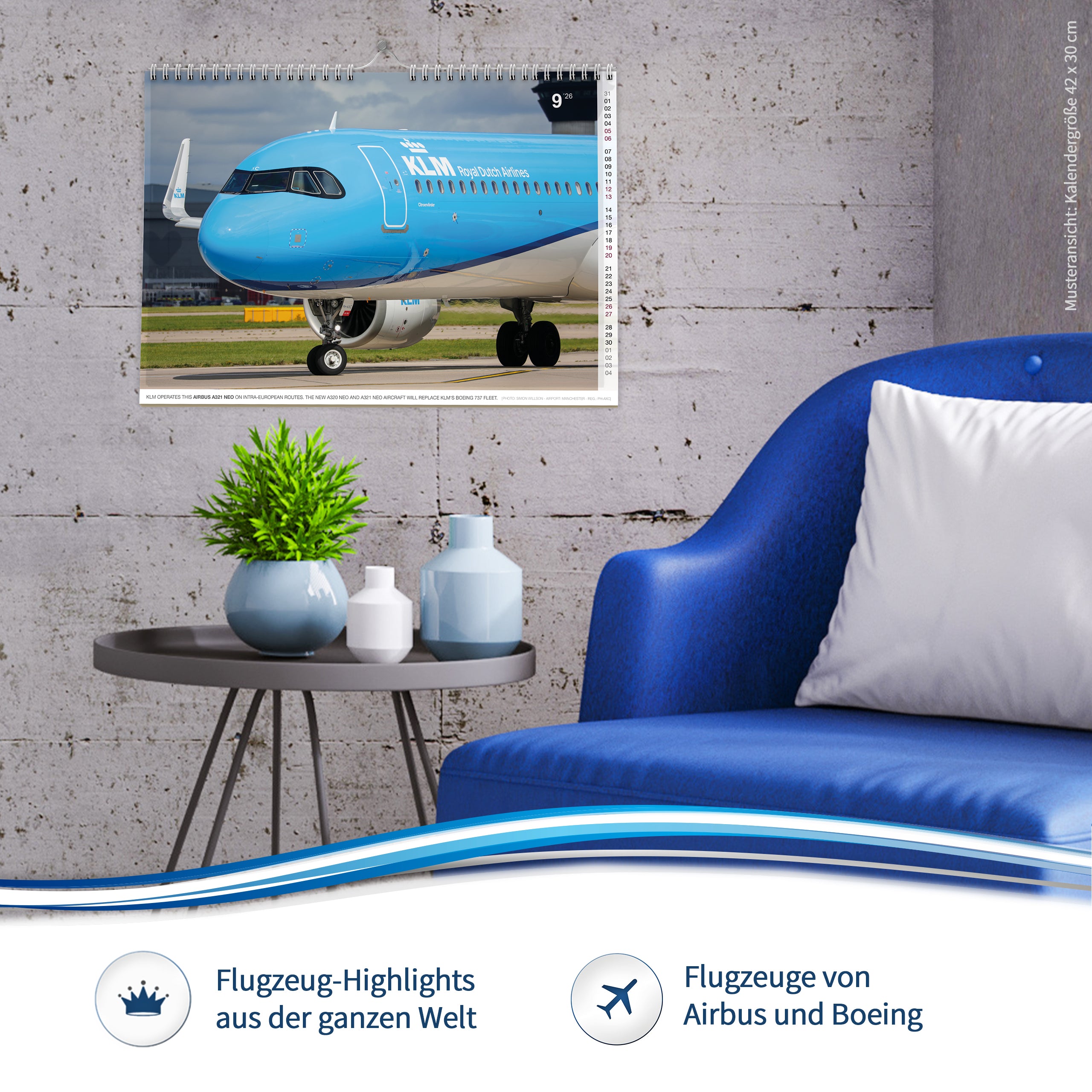 Flugzeugkalender Civil Aviation 2026 - A3 Wandkalender