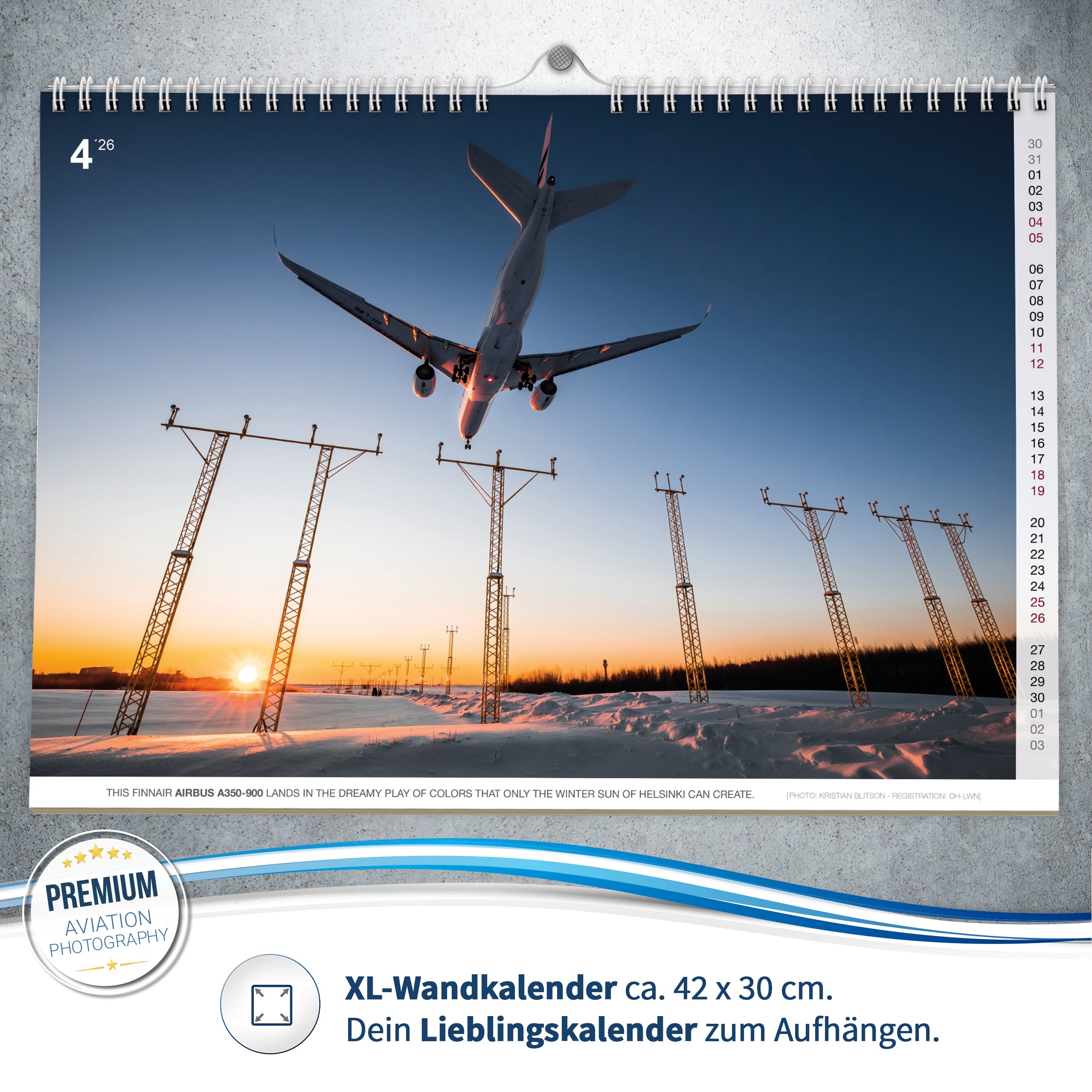 Flugzeugkalender Civil Aviation 2026 - A3 Wandkalender