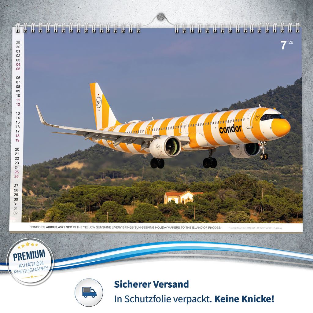 Flugzeugkalender Civil Aviation 2026 - A3 Wandkalender