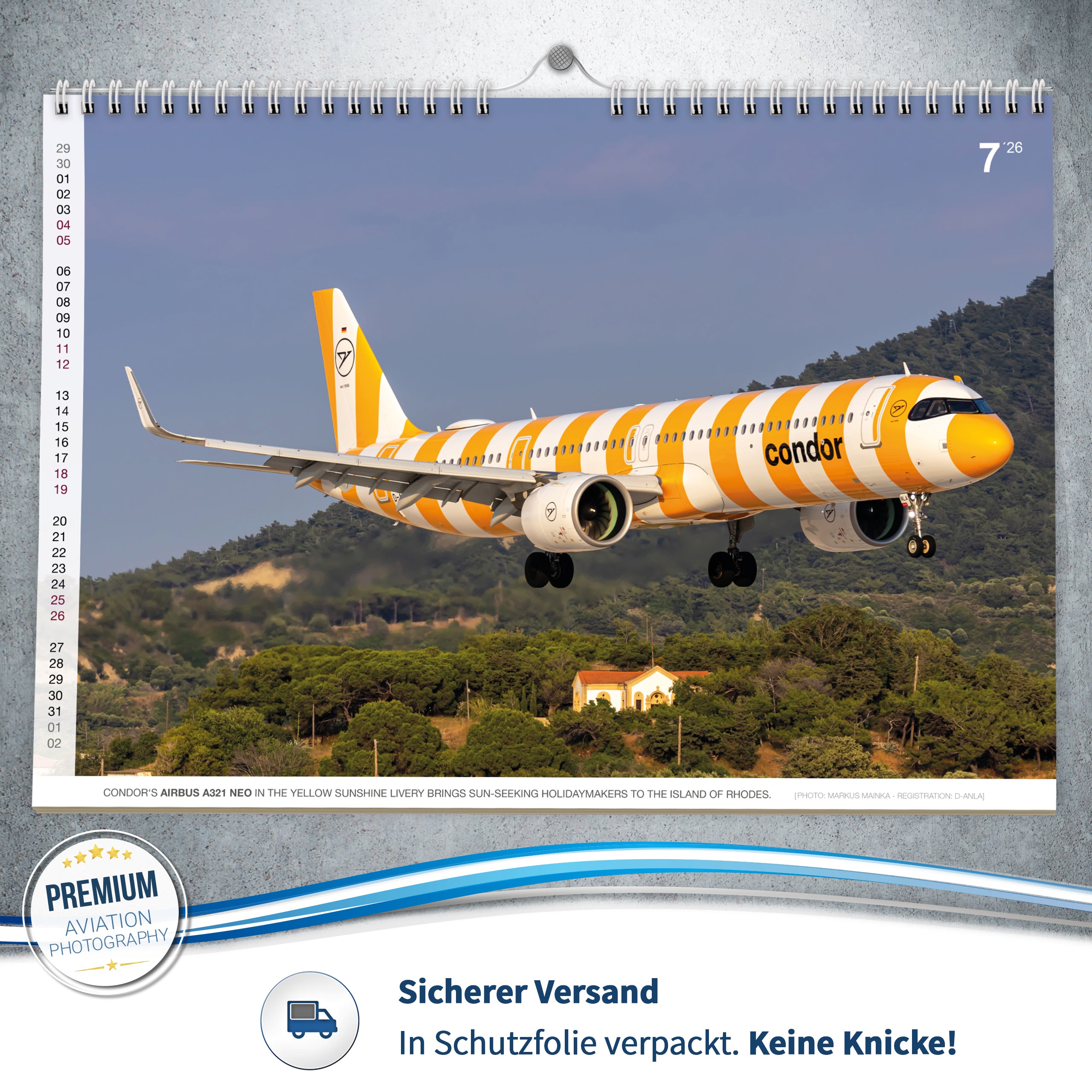 Flugzeugkalender Civil Aviation 2026 - A3 Wandkalender