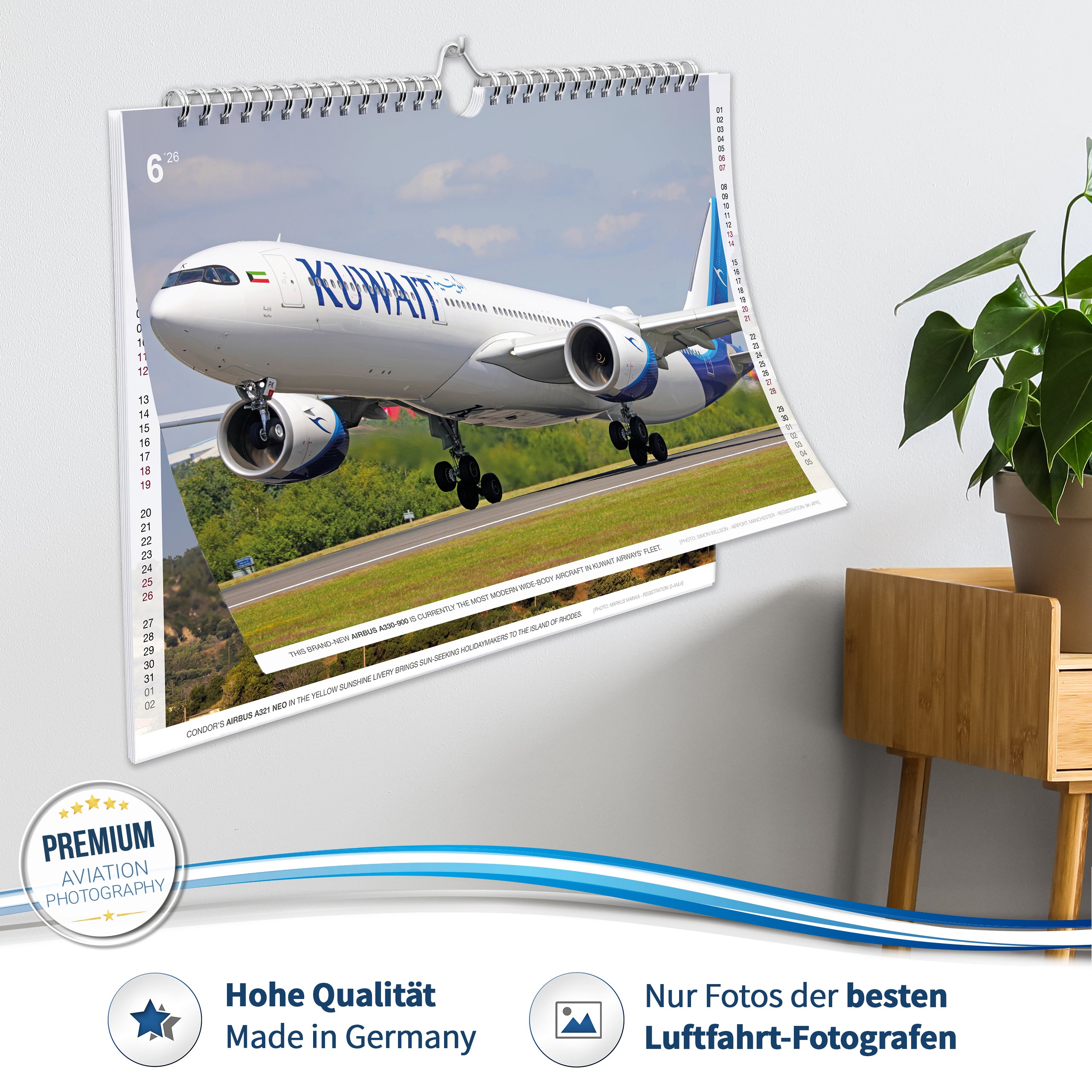 Flugzeugkalender Civil Aviation 2026 - A3 Wandkalender