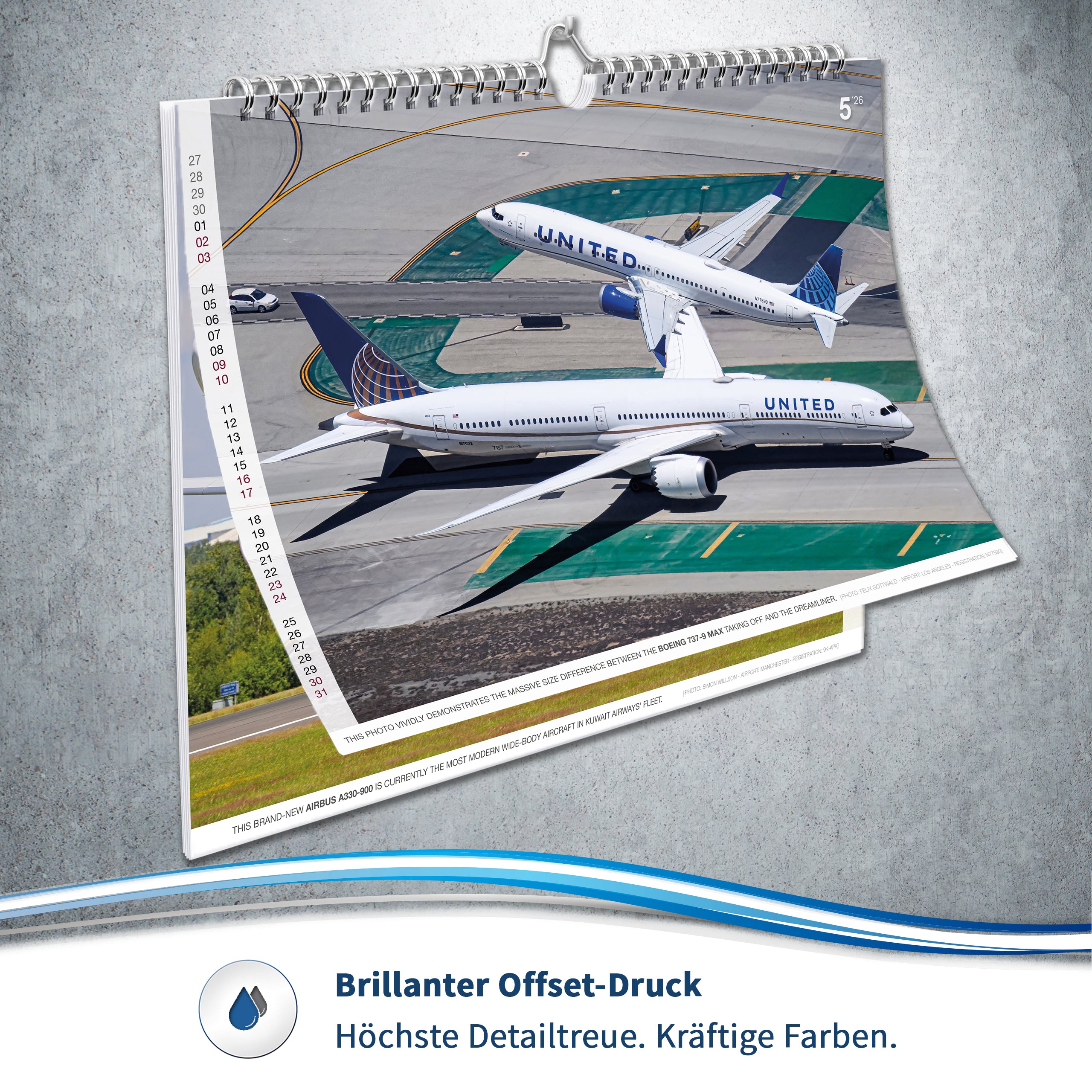 Flugzeugkalender Civil Aviation 2026 - A3 Wandkalender
