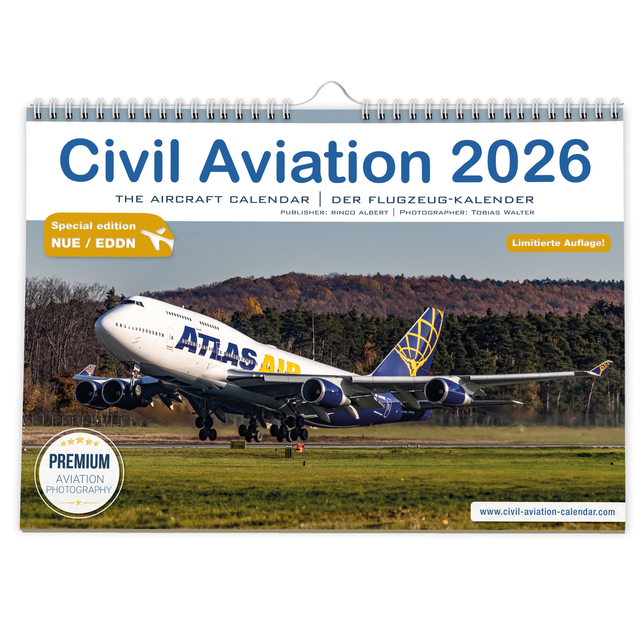 Flugzeugkalender Civil Aviation 2026 Airport Nürnberg NUE EDDN - A3 Wandkalender
