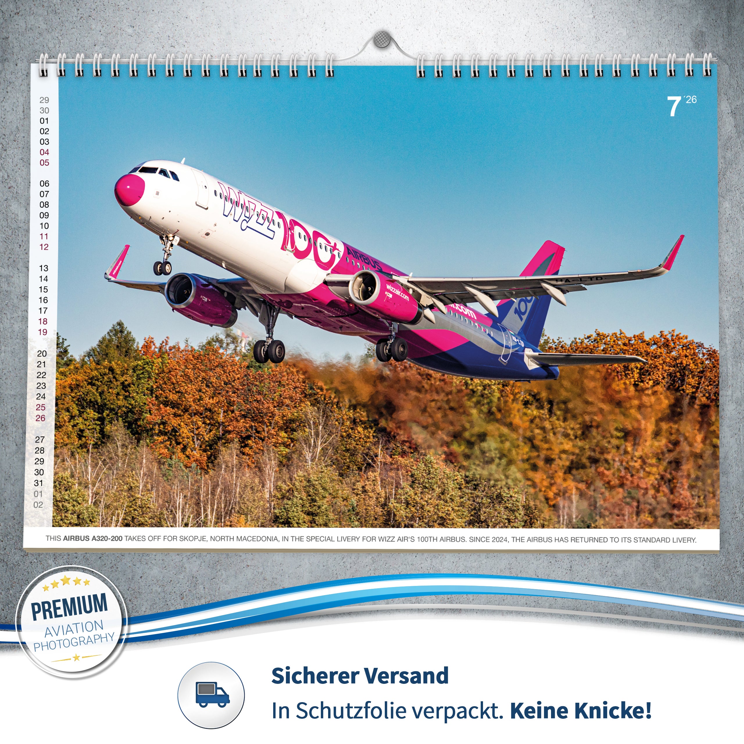 Flugzeugkalender Civil Aviation 2026 Airport Nürnberg NUE EDDN - A3 Wandkalender