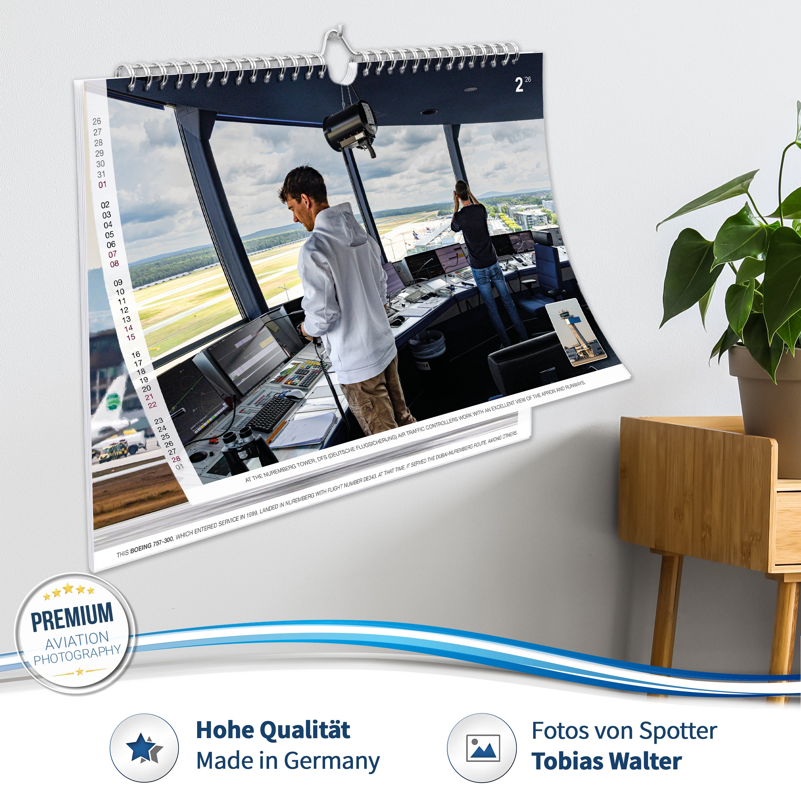 Flugzeugkalender Civil Aviation 2026 Airport Nürnberg NUE EDDN - A3 Wandkalender
