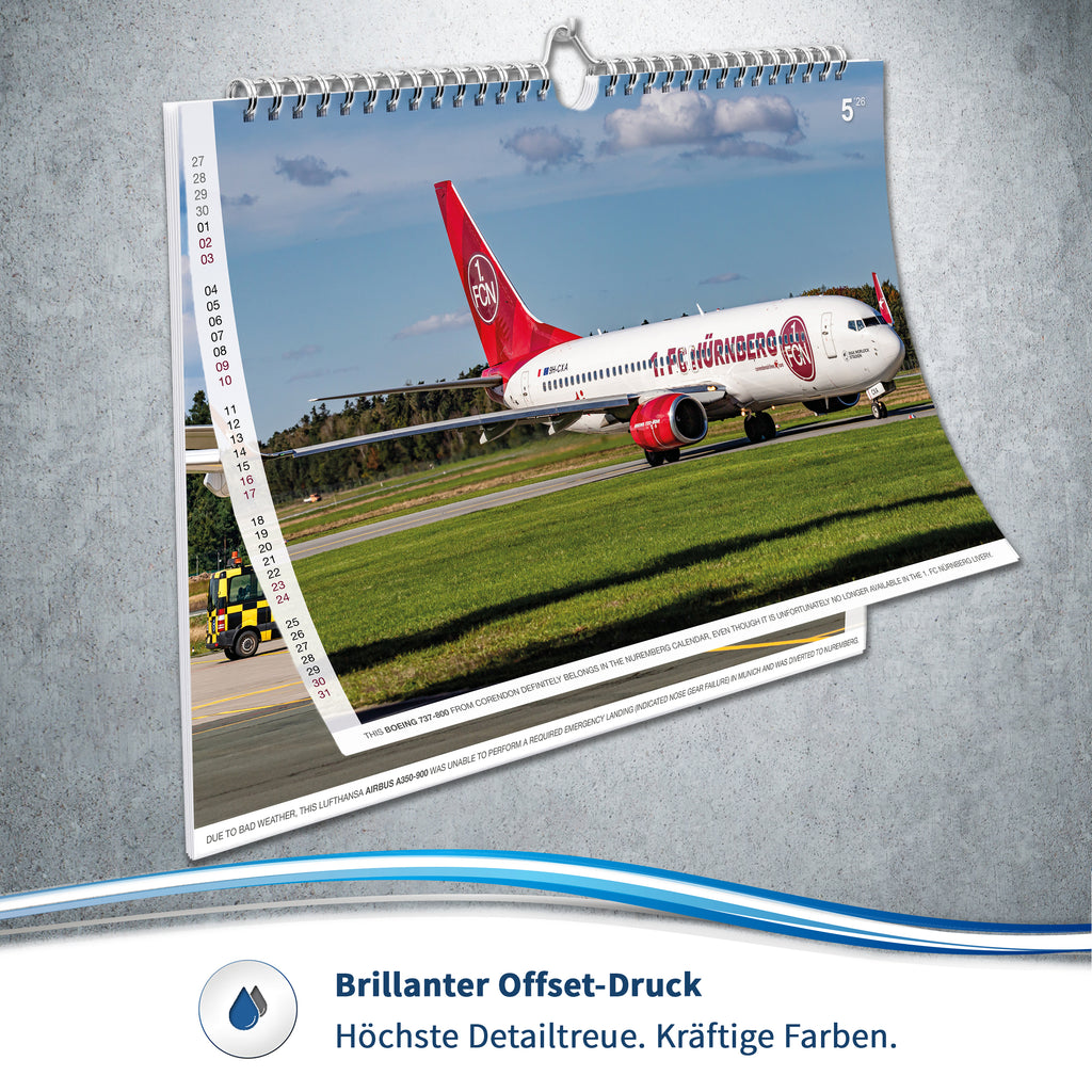 Flugzeugkalender Civil Aviation 2026 Airport Nürnberg NUE EDDN - A3 Wandkalender