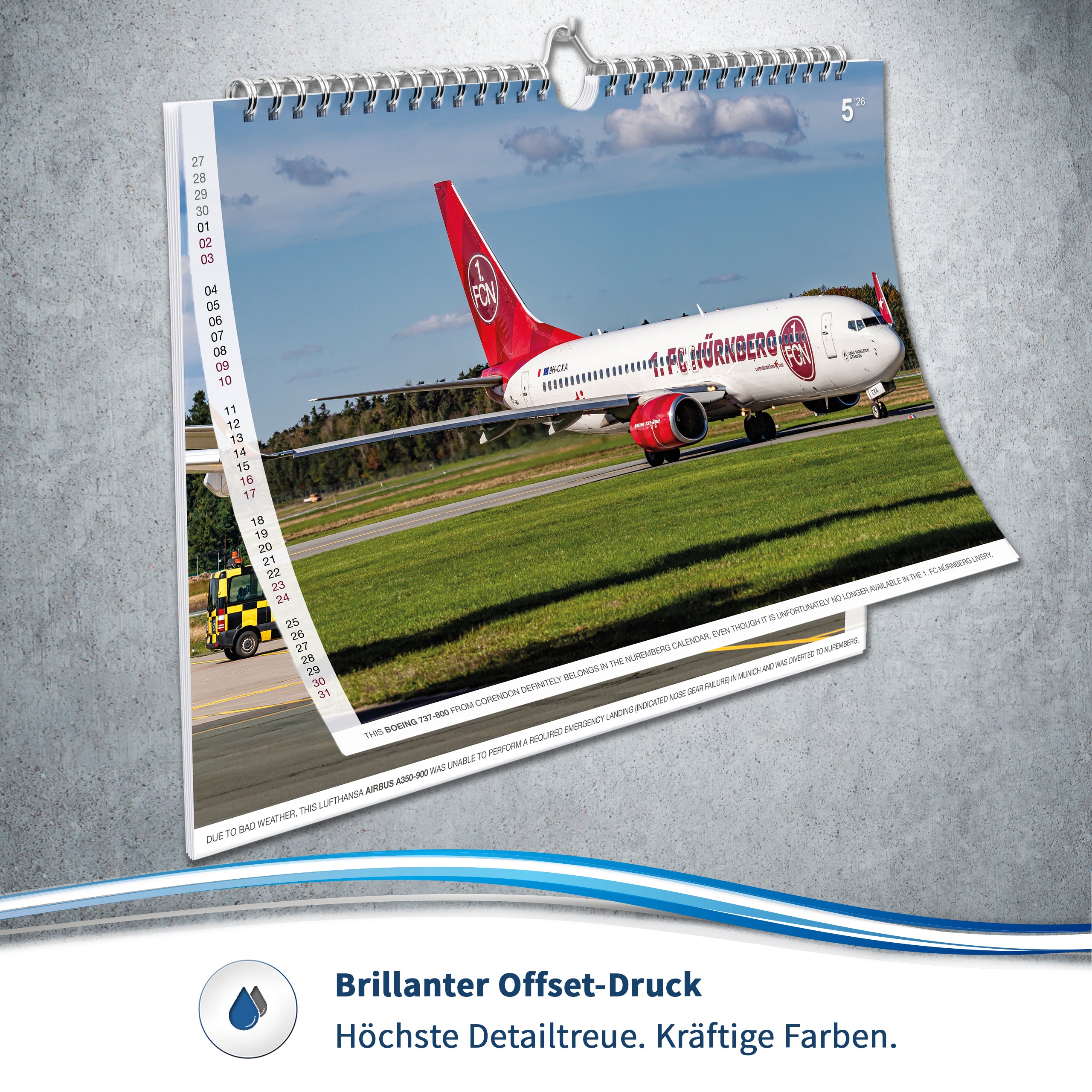 Flugzeugkalender Civil Aviation 2026 Airport Nürnberg NUE EDDN - A3 Wandkalender