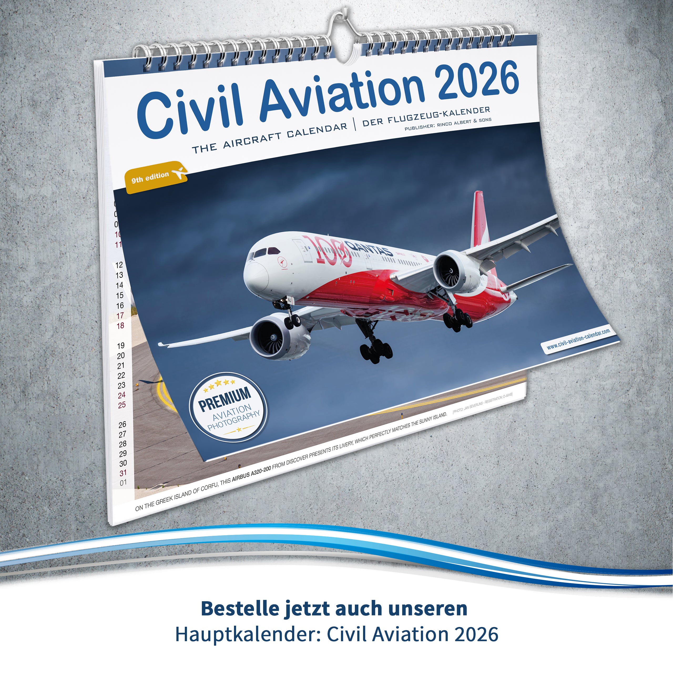 Flugzeugkalender Civil Aviation 2026 Airport Nürnberg NUE EDDN - A3 Wandkalender