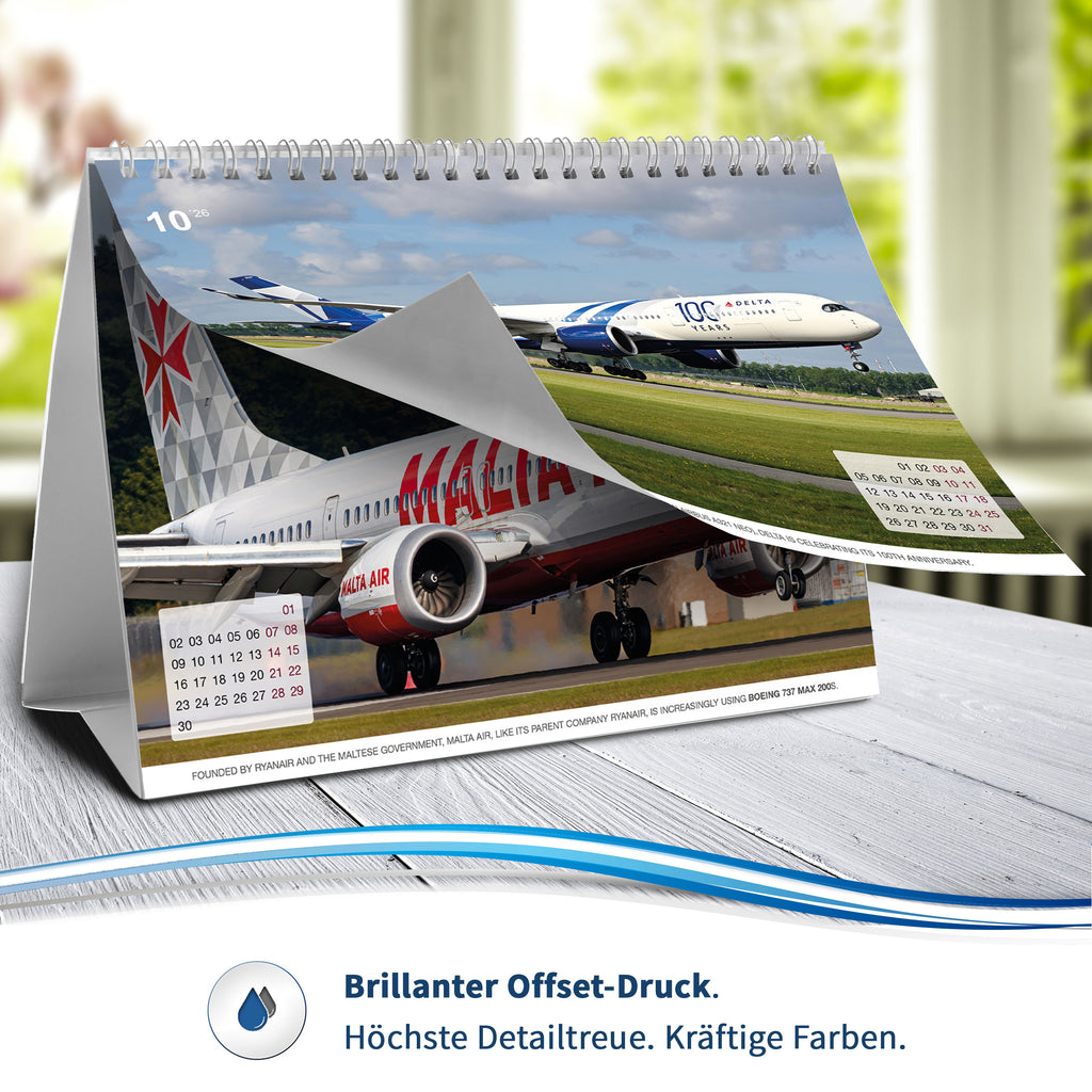 Flugzeugkalender Civil Aviation 2026 - A5 Tischkalender